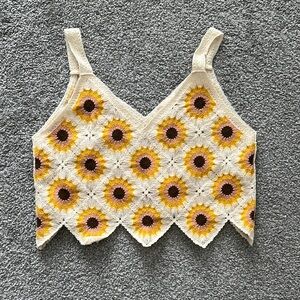 Altar’d State Sunflower Crochet Crop Top